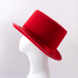 Nuovo cappello magico rosso cappello a cilindro da festa classico formale a vento britannico con fondo piatto