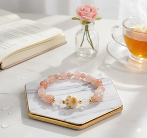 Pulsera de Piedras de Ágata Natural con Dijes de Garras de Gato, Joyería de Piedras Rosas y Verdes para Niñas, Regalo - Product Image 1