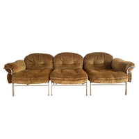 Canapé vintage, style créatif, salon, hôtel, villa, structure en métal, tissu brun de luxe, fauteuil simple
