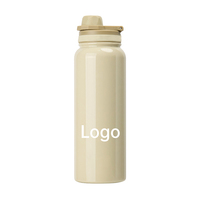 Bouteille d'eau isotherme en acier inoxydable, anti-fuite, avec couvercle rabattable, revêtement poudré, réutilisable, pour les sports de plein air, les voyages, la salle de sport