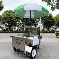Chariot de chariot de hot-dog de remorque avec gril et friteuse à vendre