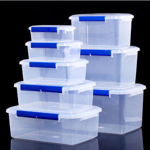 Recipientes rectangulares transparentes para almacenamiento de alimentos con tapa de clip, juego de cajas de plástico para cocina, refrigerador, conservación de frutas y alimentos. - Product Image 1