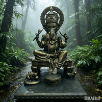 Grande statue en bronze coulé pour temple bouddhiste, statues de divinités indiennes, statues de Bouddha, statue de Ganesha en laiton à tête d'éléphant - Fabricant
