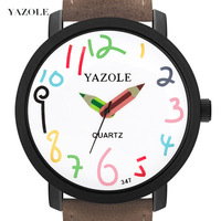 Jam Tangan HD300  Kasual Murah untuk Pelajar Baru, Tali Kulit Coklat Analog Quartz, Jam Tangan Anak Warna-warni