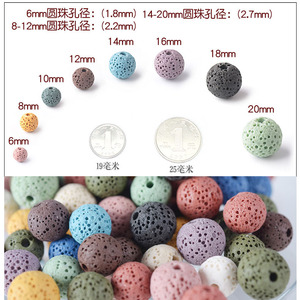 Perles de pierre de lave colorées rondes en pierre naturelle, perles amples pour huile essentielle, Bracelet, bijoux, fabrication d'accessoires de perles - Product Image 3
