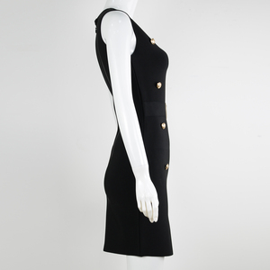 Nueva llegada señoras <span class=keywords><strong>Mini</strong></span> Moda Para vestido de vendaje verano venta al por mayor Eco-Friendly Sexy Club vestidos Deep V Metal cadena hebilla - Product Image 4