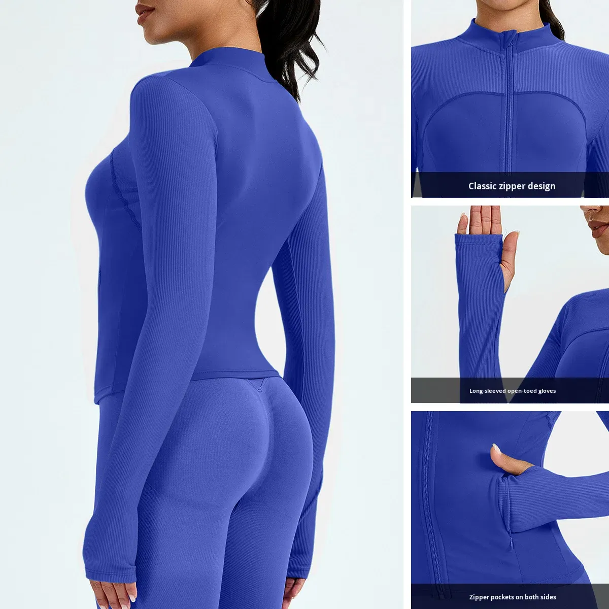 Nude Breathable for Long Sleeve High-End Sports Jacket Slim Fit Zipper Running Training Yoga Stand Collar Fitness Yoga Top