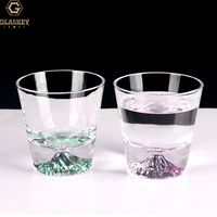 Snow Mountain Fuji Verres à whisky en forme de montagne Verre à bière Spray Couleur Verre à liqueur à whisky à fond lourd