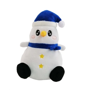 دمية رجل الثلج الاحتفالية المحشوة الناعمة مع وشاح لديكور العطلات ألعاب قطيفة - Product Image 2