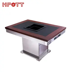 Fabriek Optionele Tafelblad Materiaal Rookloze Restaurant Hot Pot Eettafel