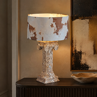 Lampe de table WeiVibe Tall Tiramisu en travertin avec abat-jour en pierre naturelle E27, lumière décorative pour chambre d'hôtel et salon