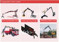 Grue forestière pliante à flèche hydraulique avec cabine, grue forestière montée sur remorque pour la manutention du bois