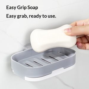 Wholesale New Double-layer <b>Soap</b> <b>Holder</b> Suction Cup Wall-mounted Rack Household Draining Box No-drill Storage for Bathroom - Product Image 1