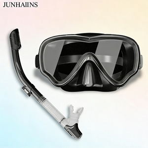 JUNHAIINS Diving Mask And Snorkel Kit <b>Large</b> <b>Frame</b> Silicone Tempered Glass For Snorkeling - Product Image 1