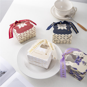Boîte à chocolats de mariage personnalisée en gros avec logo, biodégradable, réutilisable, durable, pliable, idées de boîtes CMYK, avec ruban - Product Image 4