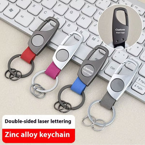 Người Đàn Ông Sáng Tạo Của Eo Treo Keychain Đơn Giản Da Kim Loại Thép Không Gỉ Khắc Xe Keychain - Product Image 2