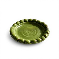 Assiette en céramique à motif végétal gaufré olive, bol à salade créatif, plat de style méditerranéen pour la maison, vaisselle de style occidental