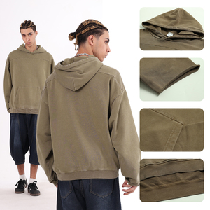 Sudadera con Capucha Extra Grande Personalizada de Fabricante, 100% Algodón, Bajo sin Rematar, Mangas con Efecto Lavado, Estilo Patchwork y Vintage para Invierno - Talla XL - Product Image 2