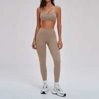 Ensemble de vêtements de sport personnalisés, durables et recyclés : soutien-gorge de sport, vestes zippées respirantes, leggings de yoga taille haute pour l'entraînement