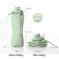 Bouteille d'eau pliable en silicone de qualité supérieure, grande capacité, anti-fuite, pliable, directement de l'usine