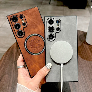 Funda Magnética de Cuero para Teléfono <span class=keywords><strong>Samsung</strong></span> S26 S25 S24 S23 <span class=keywords><strong>S22</strong></span> S21 Ultra Leaf, Funda con Carga Inalámbrica para <span class=keywords><strong>Samsung</strong></span> Note 20 - Product Image 3