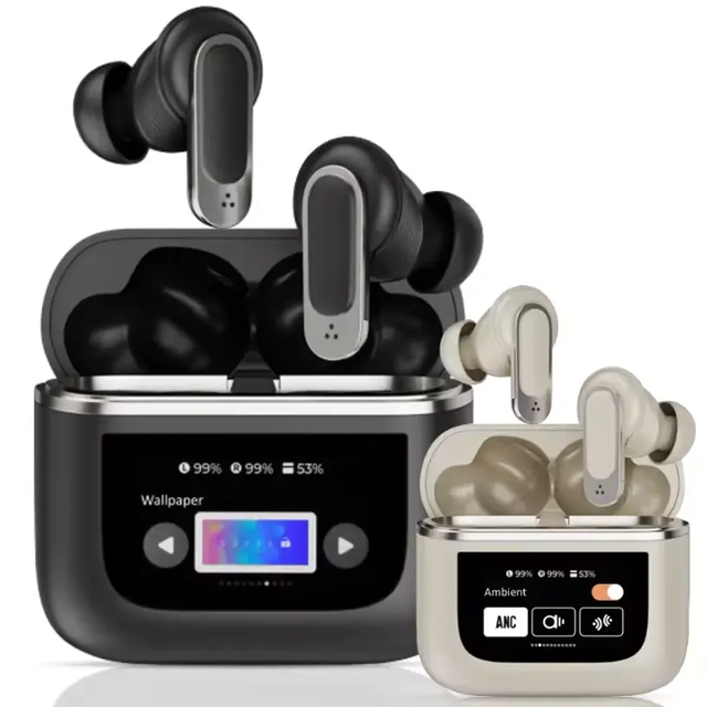 V8 Wireless Earphone Smart Lcd Touch Screen Headphone TWS In-ear Air ENC ANC Noise Reduction Earbuds for Tour Pro 2