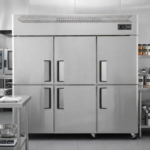 Congélateur vertical professionnel en acier inoxydable à 3 portes et 6 compartiments, réfrigérateur robuste pour restaurant, cuisine, hôtel - Product Image 6