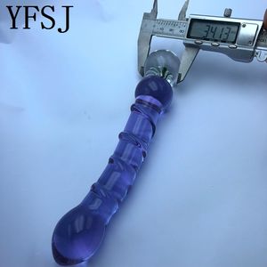 Kristallen glazen <span class=keywords><strong>dildo</strong></span>, blauwe bloemstijl, voor koppels - Product Image 5