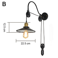 Décoration d'allée de style américain en fer forgé, lampe murale de style industriel rétro, lampe murale créative à poulie pour escalier et bar