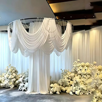 Muwei Stage Cantonnière de rideau sur mesure en soie de lait, blanche, avec draperies, pour décorations de mariage