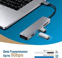 Hub de estación de acoplamiento 6 en 1 USB C con adaptador OTG HDTVI USB SD/lector de tarjetas Micro USB 3,0 adaptador multipuerto para acceso a datos