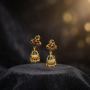 Super Fairy Indian Jhumka Style Vintage Bezel Setting Enamel <b>Sterling</b> <b>Silver</b> <b>Stud</b> Earrings for Fashionista Female-Party & Gift - Product Image 3