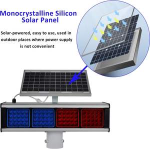 Solar Stroboscooplicht Rood Blauw Dubbelzijdig Beveiligingsalarmlampjes Knipperen Ip65 Signaalverkeer Led Baken Led Solar Waarschuwingslampje - Product Image 2
