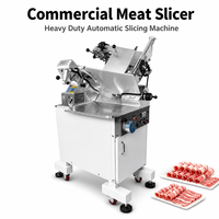 Trancheuse à viande professionnelle sur pied pour viande congelée (bœuf, mouton) et viande fraîche, fonctionnement automatique, aiguiseur de couteaux inclus
