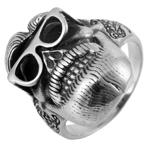 yunnique Skeleton <b>Skull</b> <b>Ring</b> Silver Men's Fashion Jewelry Gift With Glasses Design - Product Image 5