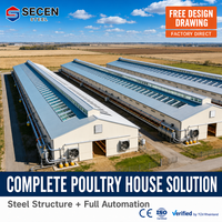 Poulailler à structure en acier haute capacité, poulailler automatique pour poules pondeuses avec équipement complet pour 10 000 à 100 000 poulets