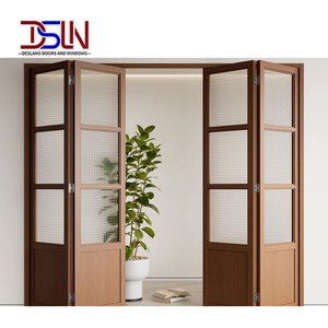 Système de portes pliantes modernes en alliage d'aluminium et verre, à rupture de pont thermique, insonorisées et coupe-vent, à double vitrage, pour patio et balcon intérieurs - Product Image 1