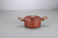 Ustensiles de cuisine en aluminium avec revêtement en marbre pressé, ensemble de 8 pièces, ustensiles de cuisine orange avec couvercle plat en aluminium