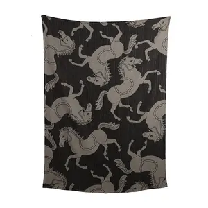 Couverture jacquard de cheval noir 100% laine, couverture de lit d'hôtel personnalisée en laine polaire