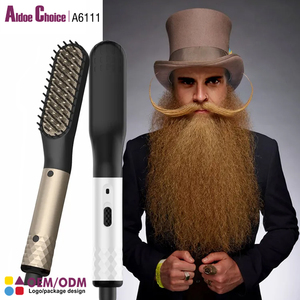 Spazzola per capelli personalizzata elettrica riscaldata da uomo spazzola per barba portatile Mini piastra per barba LED commercio Assurance ceramica 40W - Product Image 1
