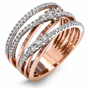 Anello a Più Strati con Zirconi Intrecciati per Donne, Elegante Gioiello da Dito in Oro Rosa alla Moda - Product Image 1