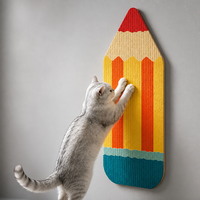 Planche à gratter pour chat en forme de crayon, pointe triangulaire, avec feutre, à fixer au mur, sisal pour l'entretien des griffes, 70x30 cm