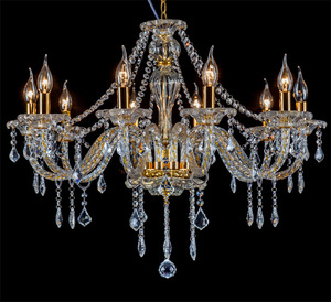 Lámpara de Araña de Cristal con Marco Dorado de Acero Inoxidable, E26, 5000K, Luz Diurna, Control Remoto, Altura Ajustable, para Montaje en Techo de Sala de Estar - Product Image 1