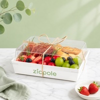 Boîte à gâteau en papier kraft jetable de qualité alimentaire personnalisée en gros avec couvercle en PVC transparent et ficelle de jute pour l'emballage de pâtisseries et de fruits