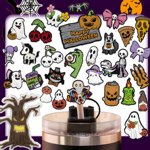 Wholesale Halloween 10MM Straw Topper Silicone Bat Pumpkin Spider Cute Drink Straw Cover Party Favor for Kids Adult Straw Topper - Product Image 1