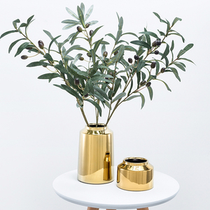 Vase en céramique laiton doré brossé, 1 pièce, style nordique, décoration de salon, de maison, porte-stylo à fleurs séchées, support de plantes, <span class=keywords><strong>Pot</strong></span> de fleurs moderne - Product Image 4