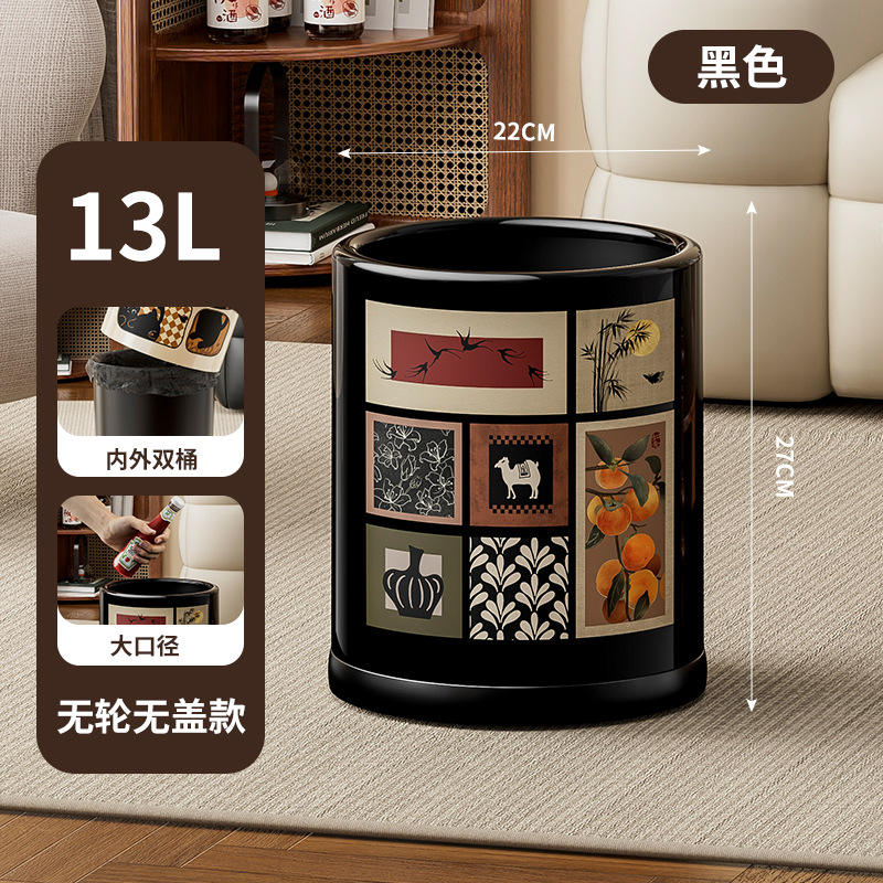 Noir avec couvercle et roulettes