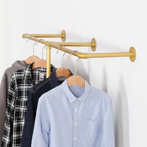 औद्योगिक पाइप कपड़े शेल्फ भारी शुल्क दीवार घुड़सवार लोहे के पाइप फिटिंग परिधान बार खुदरा प्रदर्शन धातु रैक कोठरी भंडारण - Product Image 5