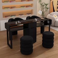 Yicheng beauté équipement professionnel noir manucure bureau ongles Salon de beauté meubles Double Table pour manucure
