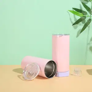 Tazas de café bonitas personalizadas rosa con tapa de plástico taza de agua fría y caliente